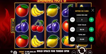 Shining Hot 5: Apuesta