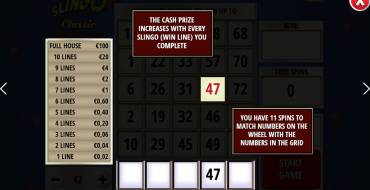 Slingo Classic 20th Anniversary: Tabla de pagos