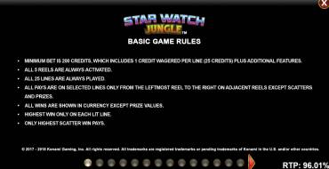 Star Watch Jungle: Reglas