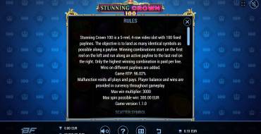 Stunning Crown 100: Reglas