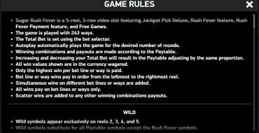 Sugar Rush Fever: Reglas