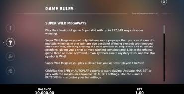 Super Wild Megaways: Reglas