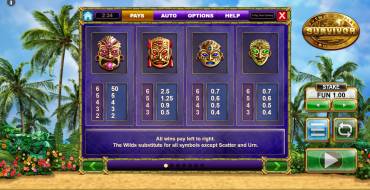 Survivor Megaways: Tabla de pagos