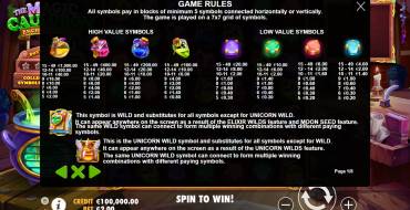 The Magic Cauldron: Tabla de pagos