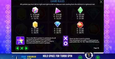 Tic Tac Take: Tabla de pagos