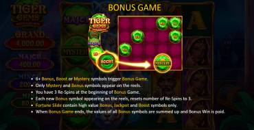 Tiger Gems: Hold and Win: Juegos de bonificación