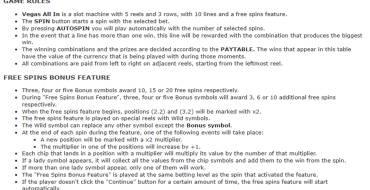 Vegas All In: Reglas