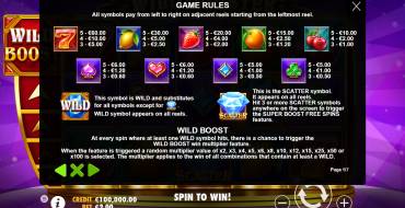 Wild Booster: Tabla de pagos