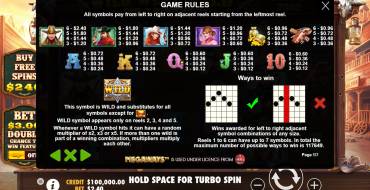 Wild West Gold Megaways: Tabla de pagos