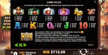 Wild West Gold: Tabla de pagos