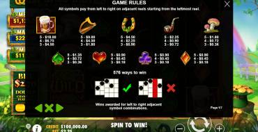 Wild Wild Riches: Tabla de pagos