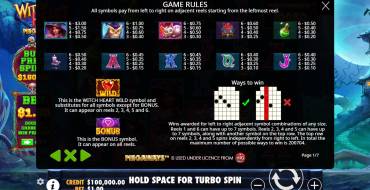 Witch Heart Megaways: Tabla de pagos