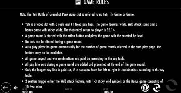 Yeti: Battle of Greenhat Peak: Reglas del juego