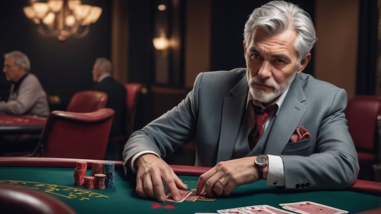 un jugador de ventaja de pelo gris